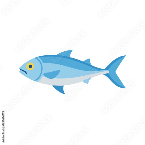 Isolated blue fish vector illustration on black background