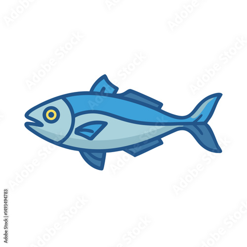 Cartoon tuna fish illustration against black background