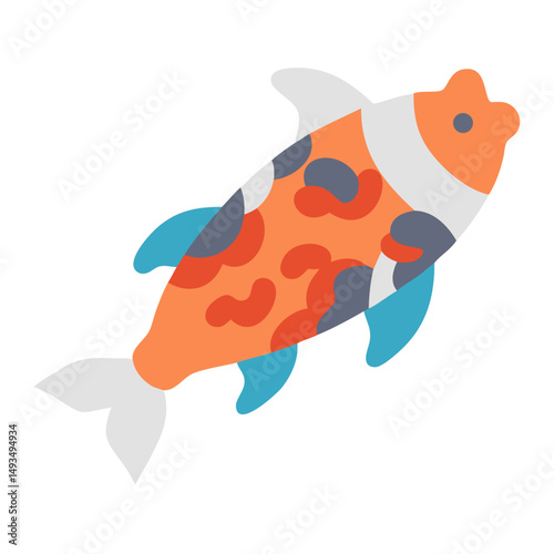 Flat vector illustration of colorful koi fish