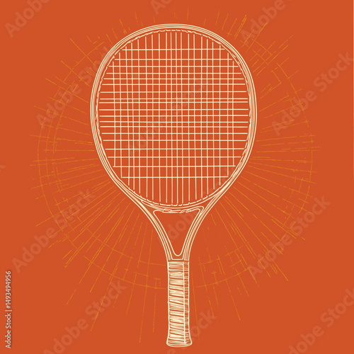 Tennis Racket on Bold Orange Background