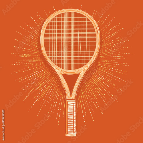 Tennis Racket on Bold Orange Background