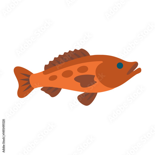Isolated cartoon fish on black background stock image