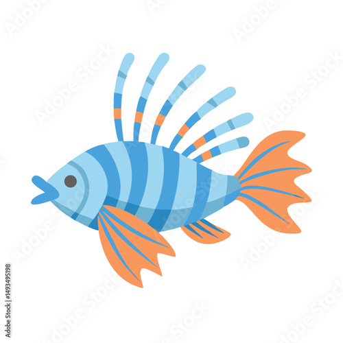 Stylized blue and orange striped fish illustration