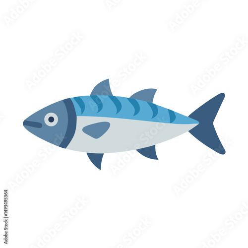 Stylized mackerel fish illustration on black background