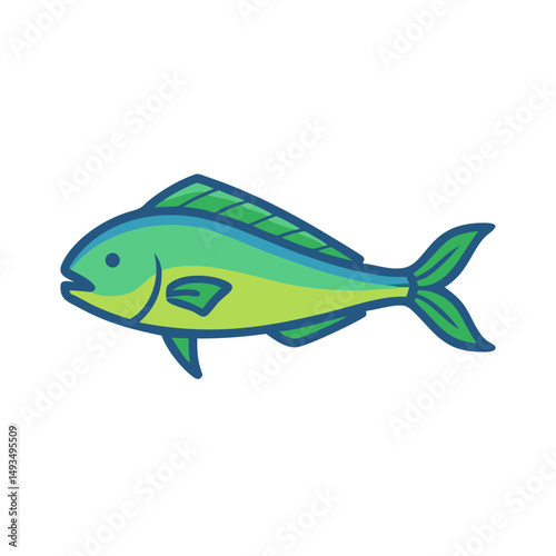 Illustration of a Mahi Mahi Fish on Black Background