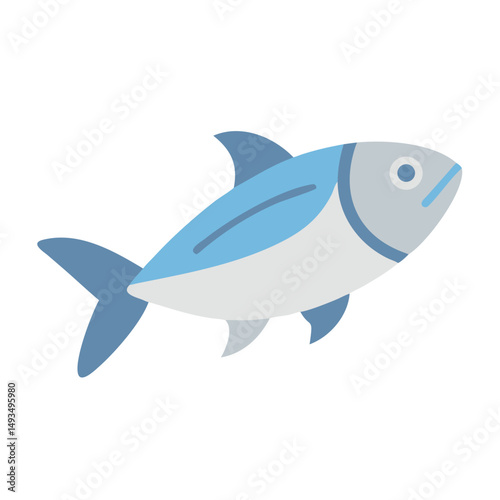 Flat design illustration of a blue tuna fish