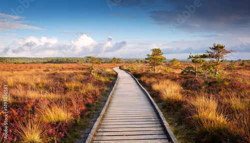 hohes venn moor high fens hautes fagnes holzsteg im herbst