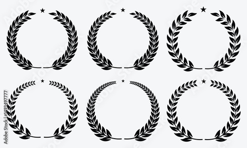 Vintage-Inspired Laurel Wreath Icons Perfect for Medals, Trophies, and Heraldic Design Projects