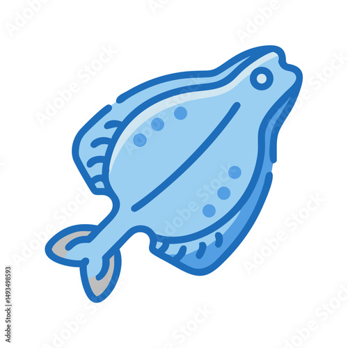 Flat vector graphic of a blue spotted flounder