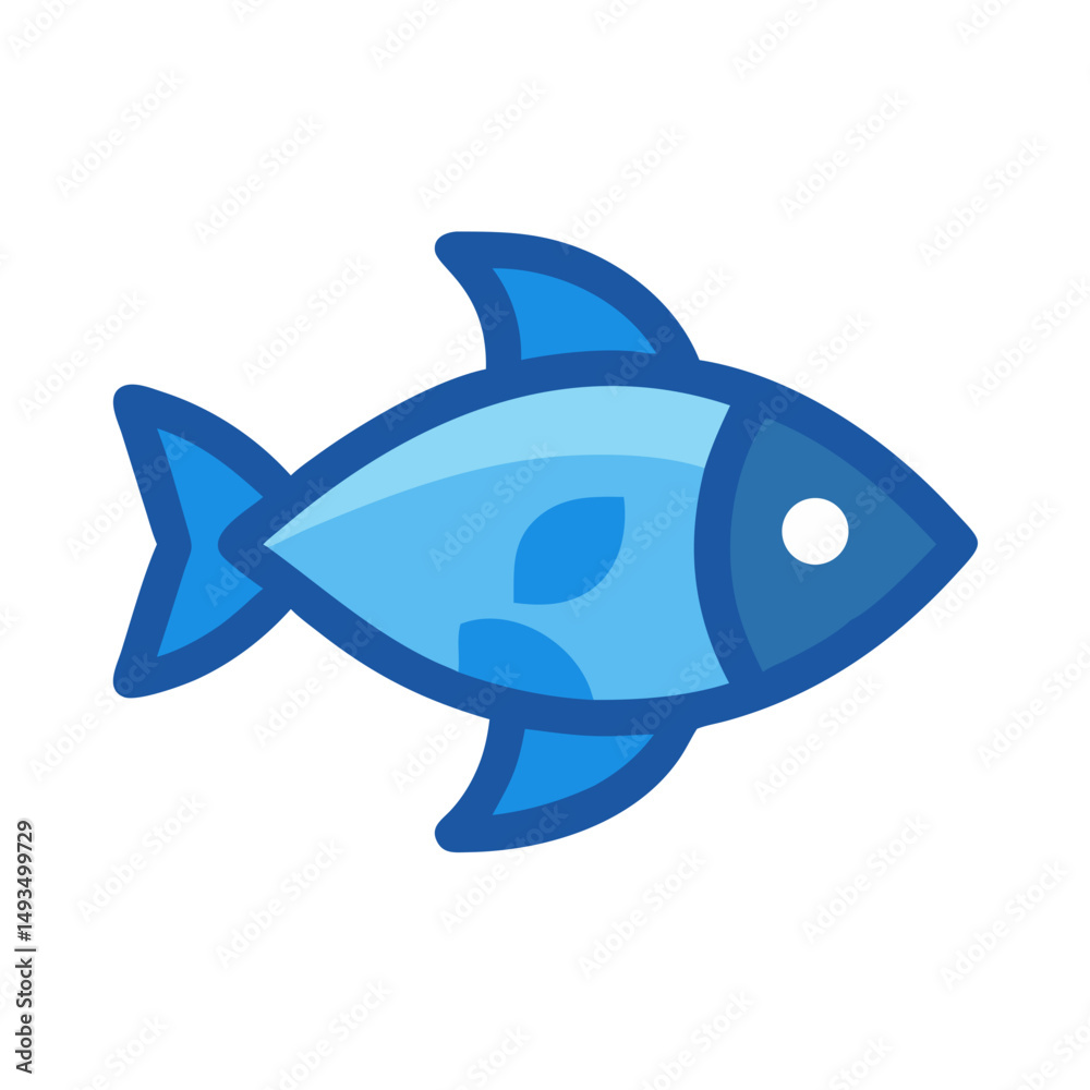 Obraz premium Blue fish on black background simple flat design