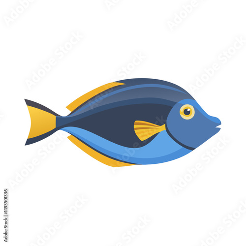 Flat illustration of colorful tang fish on black