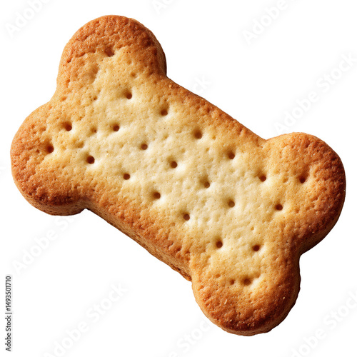 Irregularly Shaped Dog Bone Cookies with Golden Brown Edges and Crunchy Texture, Perfect for Pet Treats or Snack Time, Isolated on White Background photo