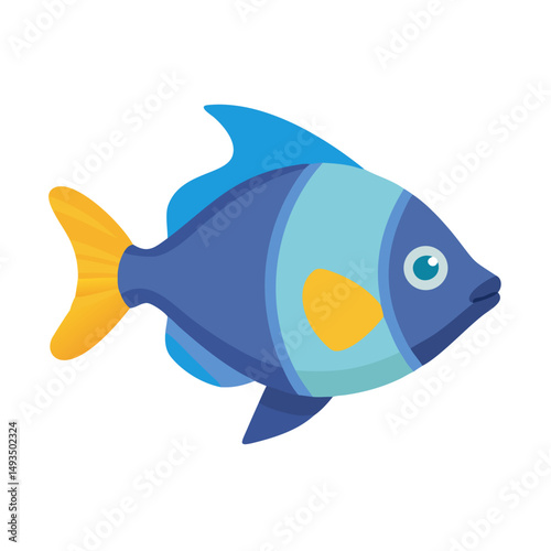 Cartoon fish illustration with vibrant colors on black