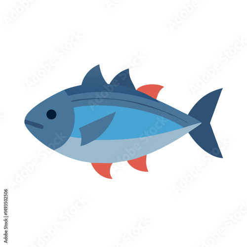 Flat design tuna fish icon on black background