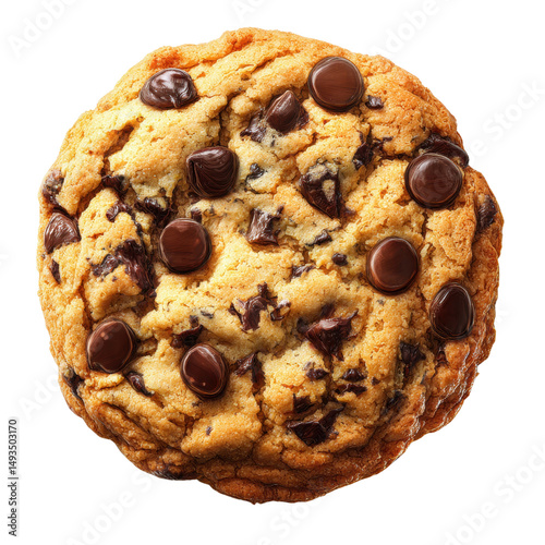 Delicious homemade chocolate chip cookie with chewy golden edges and gooey chocolate chunks for a sweet treat perfect for snacking or dessert