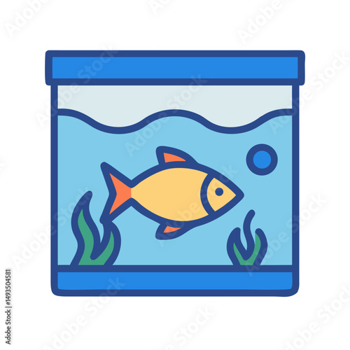 Simple illustration of fish swimming in an aquarium tank
