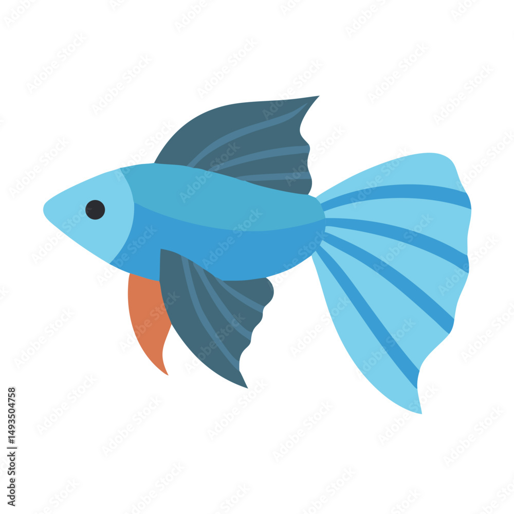 Fototapeta premium Cute blue guppy fish illustration on black background