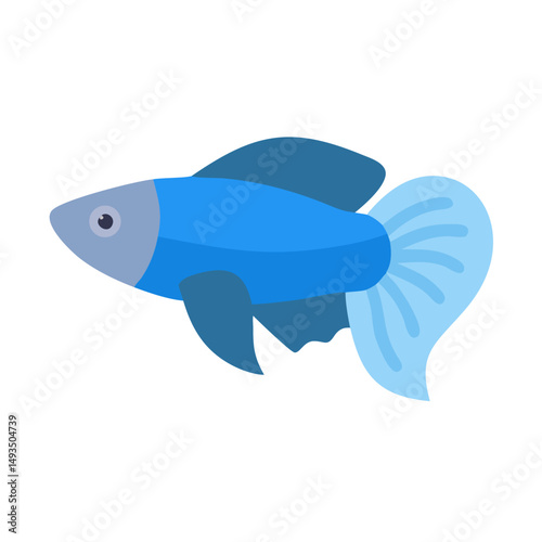 Flat design illustration of a blue Siamese fighting fish