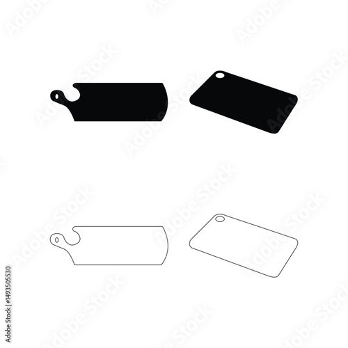 Modern Cutting Board Icon Collection   Silhouette and Outline Vector Set for Culinary, Kitchen, and Cooking Design in Flat Style for Web, Mobile, and Print Use