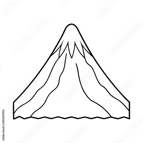 Volcano Eruption Outline Line Art Vector