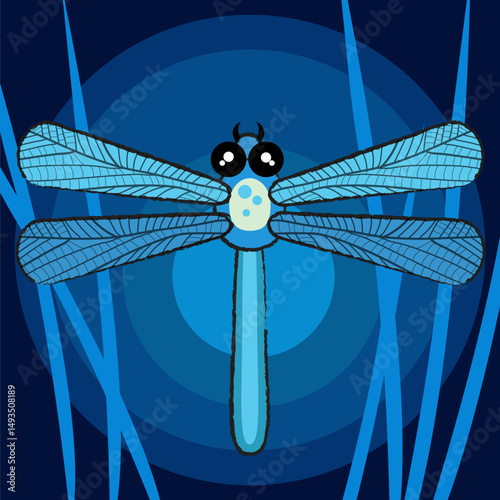 Stylized vector image of an insect. Dragonfly (Odonata)
