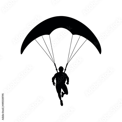Paraglider Flying Silhouette Vector Art