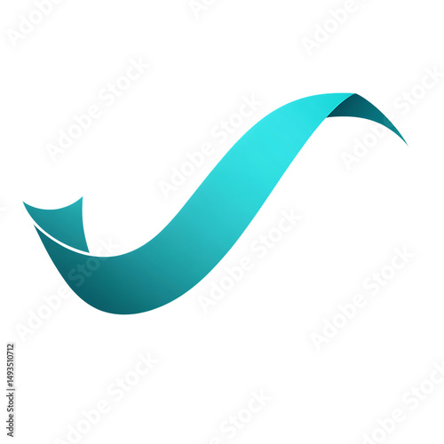 Modern Arrow with Dynamic Curves in Turquoise Color Isolated on Transparent Background