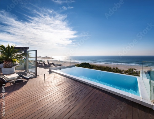 beachfront modern home with private pool sleek design and sea view balcony