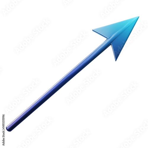 Contemporary Arrow with a Smooth Gradient in Ocean Isolated on Transparent Background