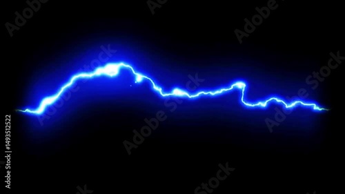 Lightning power overlay on green screen, Electric lightning, Animated bolt strike, lightning storm, blue light force effect, Blue Lightning flash Thunderbolt isolated on black background, Power effect