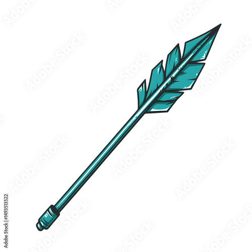 Bold Arrow with Robust Vectors in Deep Teal Colour Isolated on Transparent Background