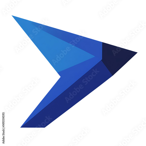Bold Arrow with a Dynamic Shape in Rich Sapphire Blue Isolated on Transparent Background