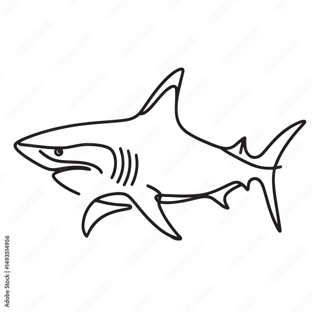 Fototapeta premium shark Vector illustration one line drawing illustration