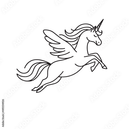 unicorn  vector illustration simple one line drawing