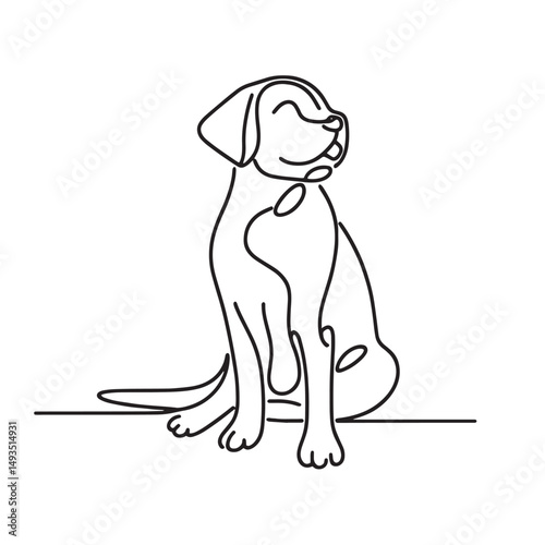 Vector  illustration of a  dog  one line drawing illustration