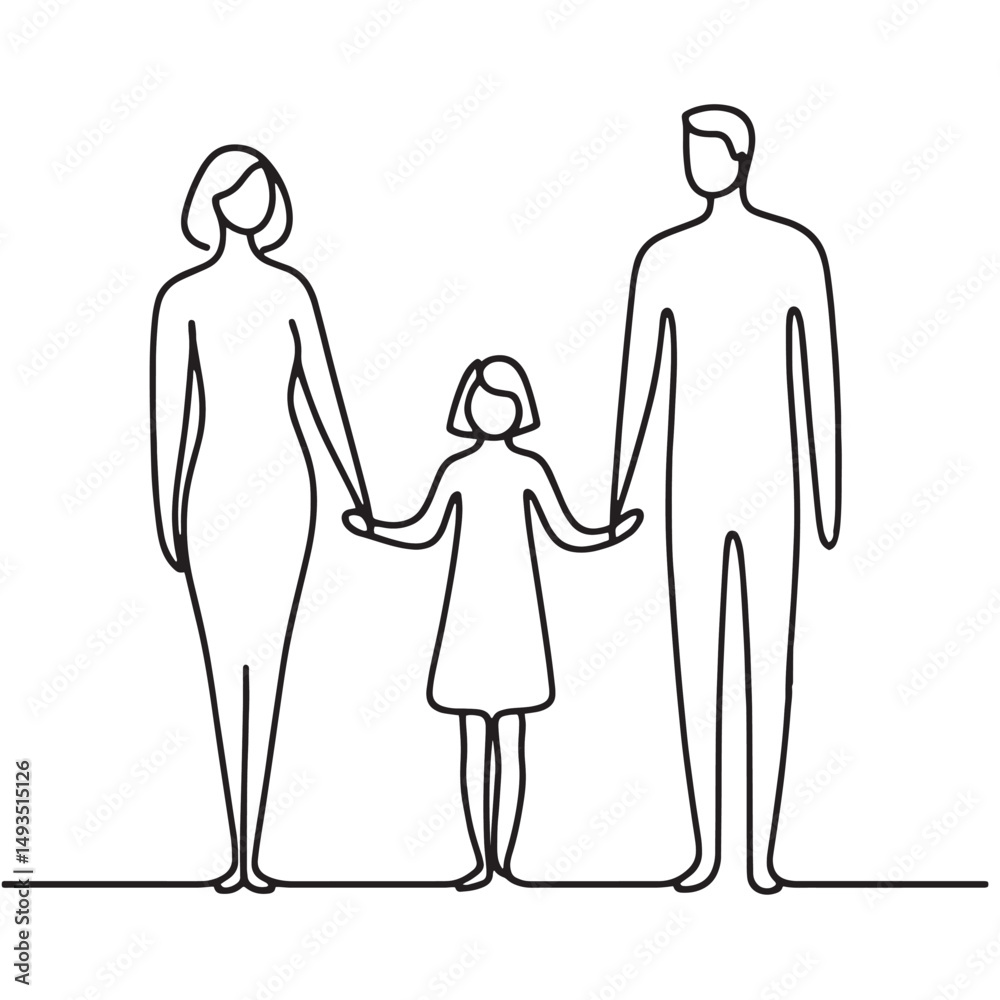 man and woman and son, family simple one line drawing man and woman and son, family simple one line drawing