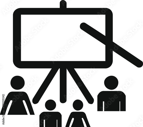 Business meeting flat icon vector. teamwork, conference, workplace, seminar, teaching, classroom, interview, discussion, forum, presentation, online video icon