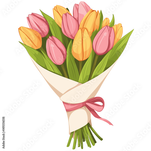 Bouquet of Colorful Tulips