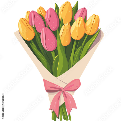 Bouquet of Colorful Tulips