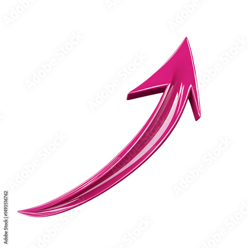 Modern Arrow with Smooth Curves in Deep Magenta Color Isolated on Transparent Background