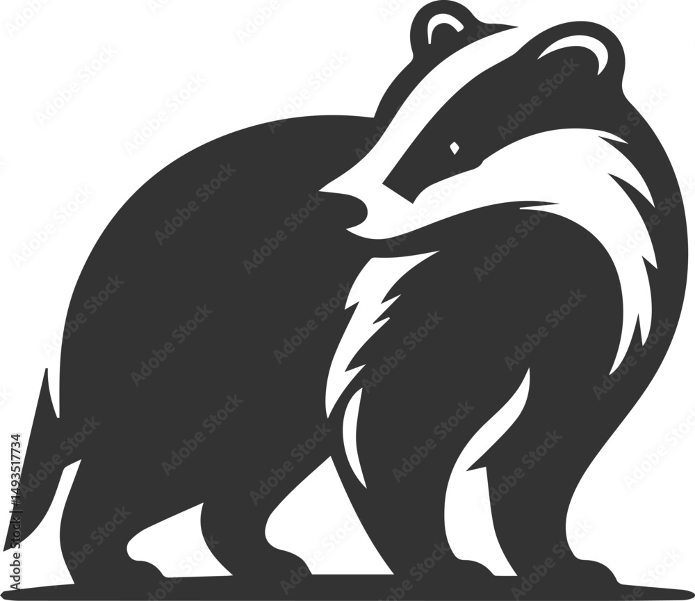 Obraz premium Vector animal drawing silhouette of a badger