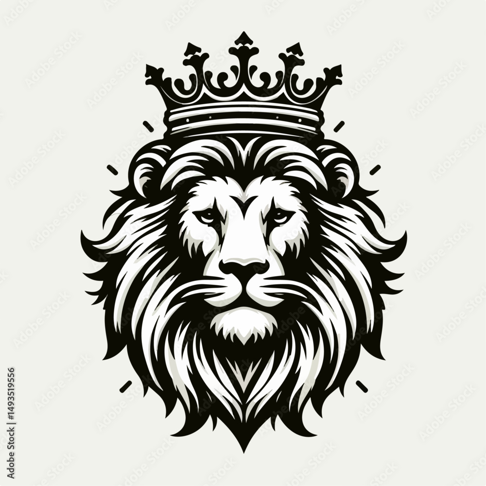 illustration of a lion's head with a crown illustration of a lion's head with a crown