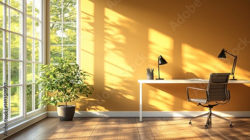 Sunlit home office space