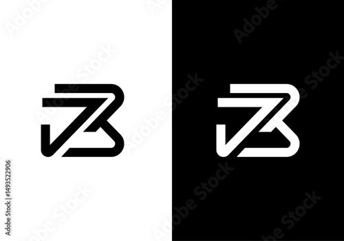 JB, BJ initial letters monogram logo