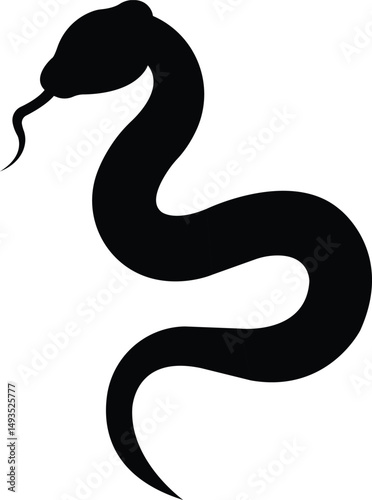 Serpentine Silhouette: A minimalist, high-contrast silhouette of a sinuous snake, elegantly coiled, embodying stealth and grace.