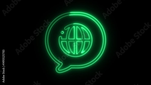 Green neon light bulb icon vector illustration for web and business design