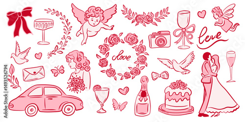 Beautiful and Romantic Wedding Illustrations and Icons Perfect for Memorable Celebrations