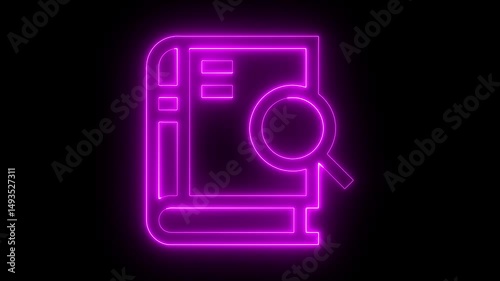 neon search icon animation. bright