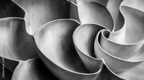 Abstract close up of intricately curved succulent leaves in black and white
