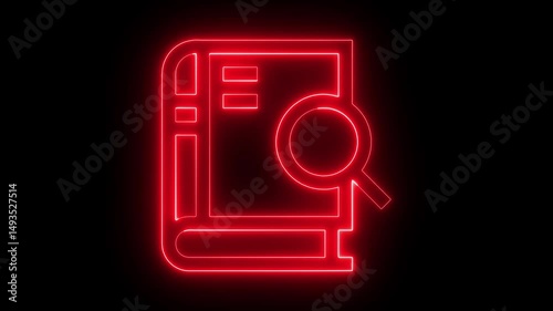neon search icon animation. bright, business,
